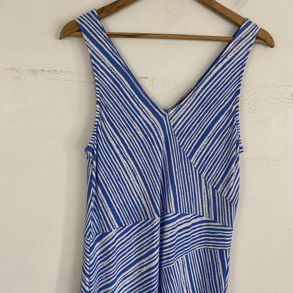 TOMMY BAHAMA blue and white stripe maxi dress sz L - Picture 4 of 4